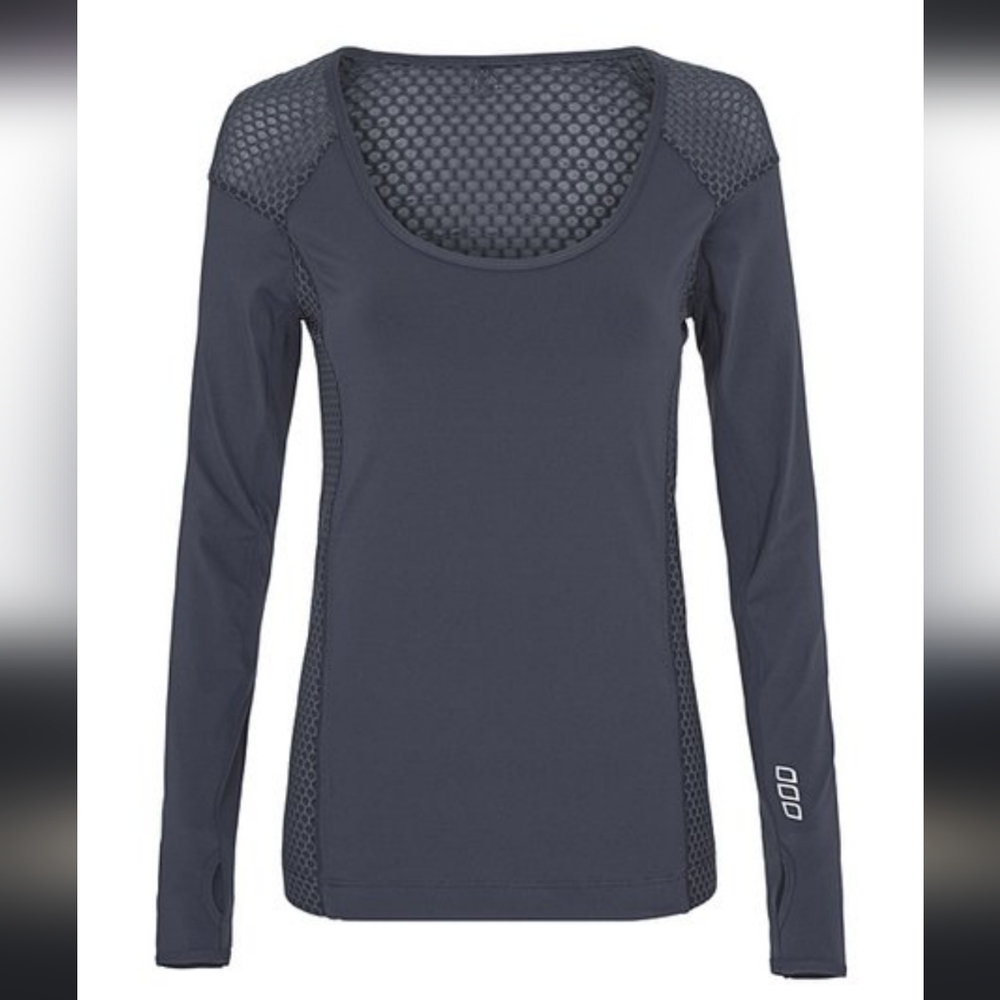Lorna Jane Women's Long Sleeve Mesh Panel Top in Charcoal